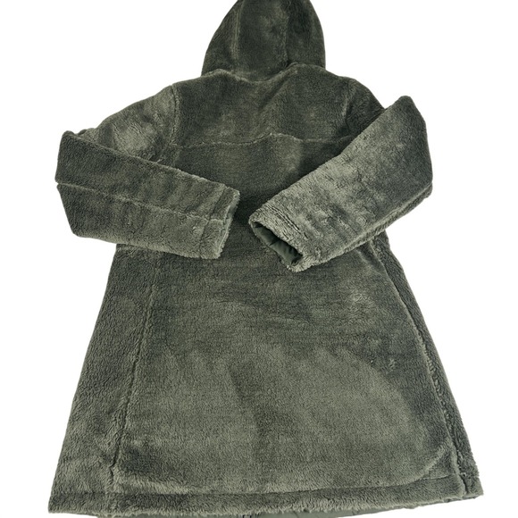 The North Face Jacket Womens Medium Green Reversible Fleece Long Hooded Coat - Picture 3 of 16